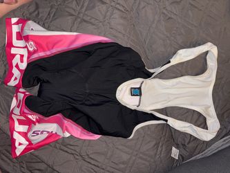 POC Cycling Jersey + S-QUADRA Padded Bib Shorts Set Large Pink