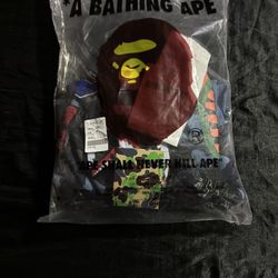 A Bathing Ape Blue Camo Shark Full Zip Hoodie M