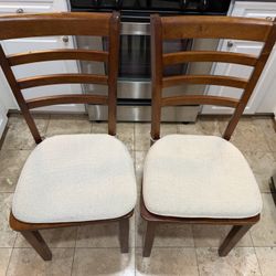 Pair of Solid Wood Dining Chairs w/ Cushions + Free Chair