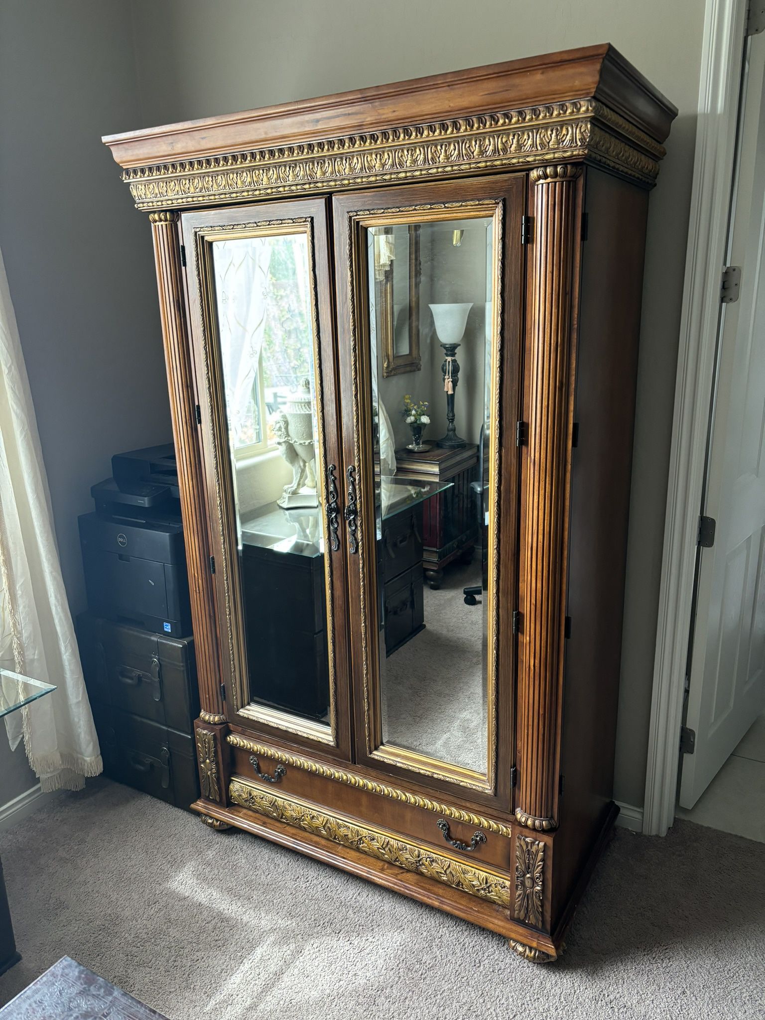 REDUCED Beveled Mirror Armoire 