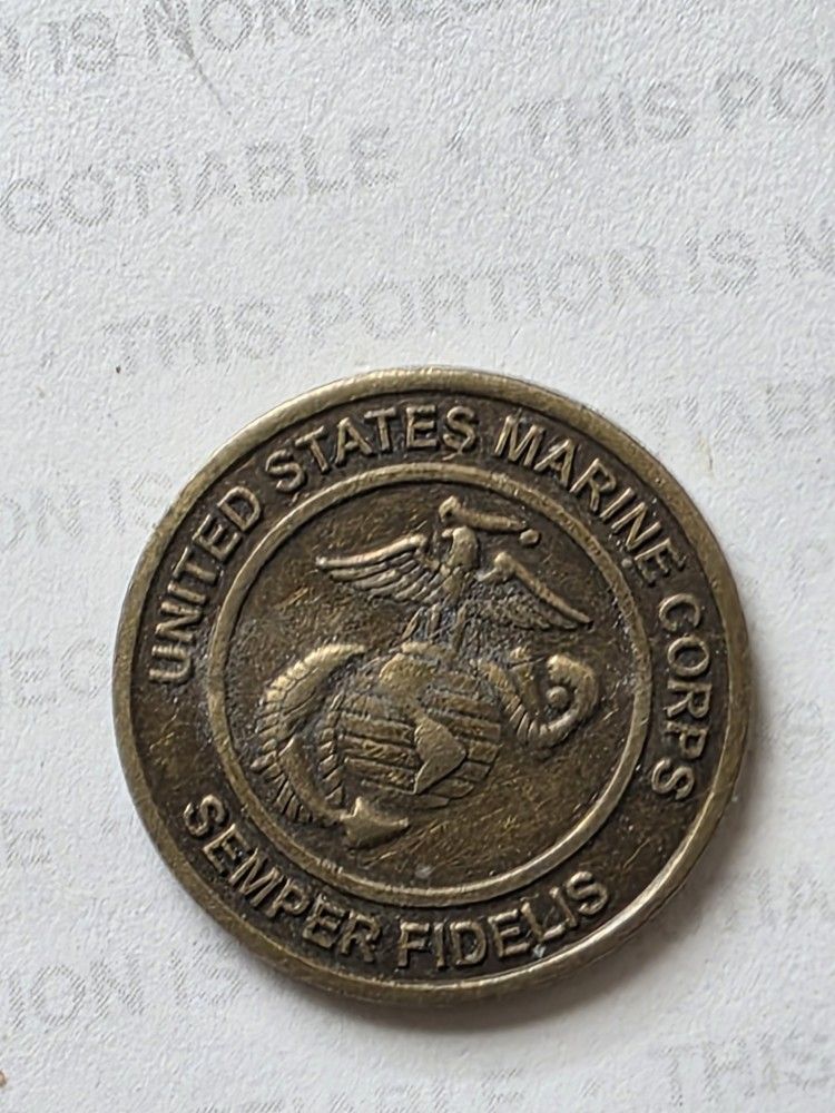 US MARINE CORPS SEMPER FIDELIS TOYS FOR TOTS BRASS COIN MEDAL VINTAGE ORIGINAL