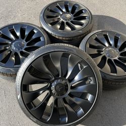 20” Tesla model 3 uberturbine performance factory Oem wheels satin black brand new pirelli tires