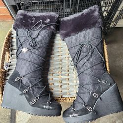 Coach Sofie monogram wedge boots