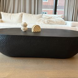 Metal Drum Oval Coffee Table Black 