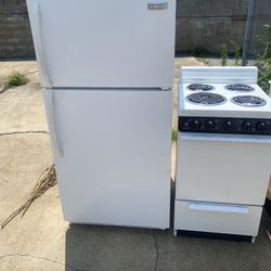 21” Electric Stove  and Small Fridge