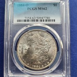 1884 O Morgan Silver Dollar PCGS 62