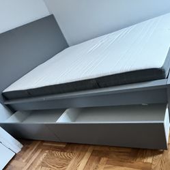 Drlivery) Queen Size Bed Frame. Cama Con Cajones Y Colchon.