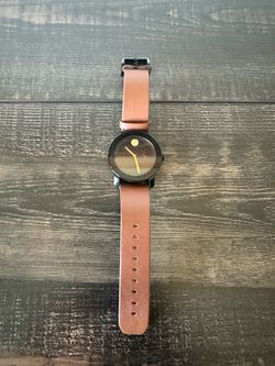 Movado Classic Watch – Black Dial & Brown Leather Strap