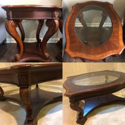 Two end tables and a center table