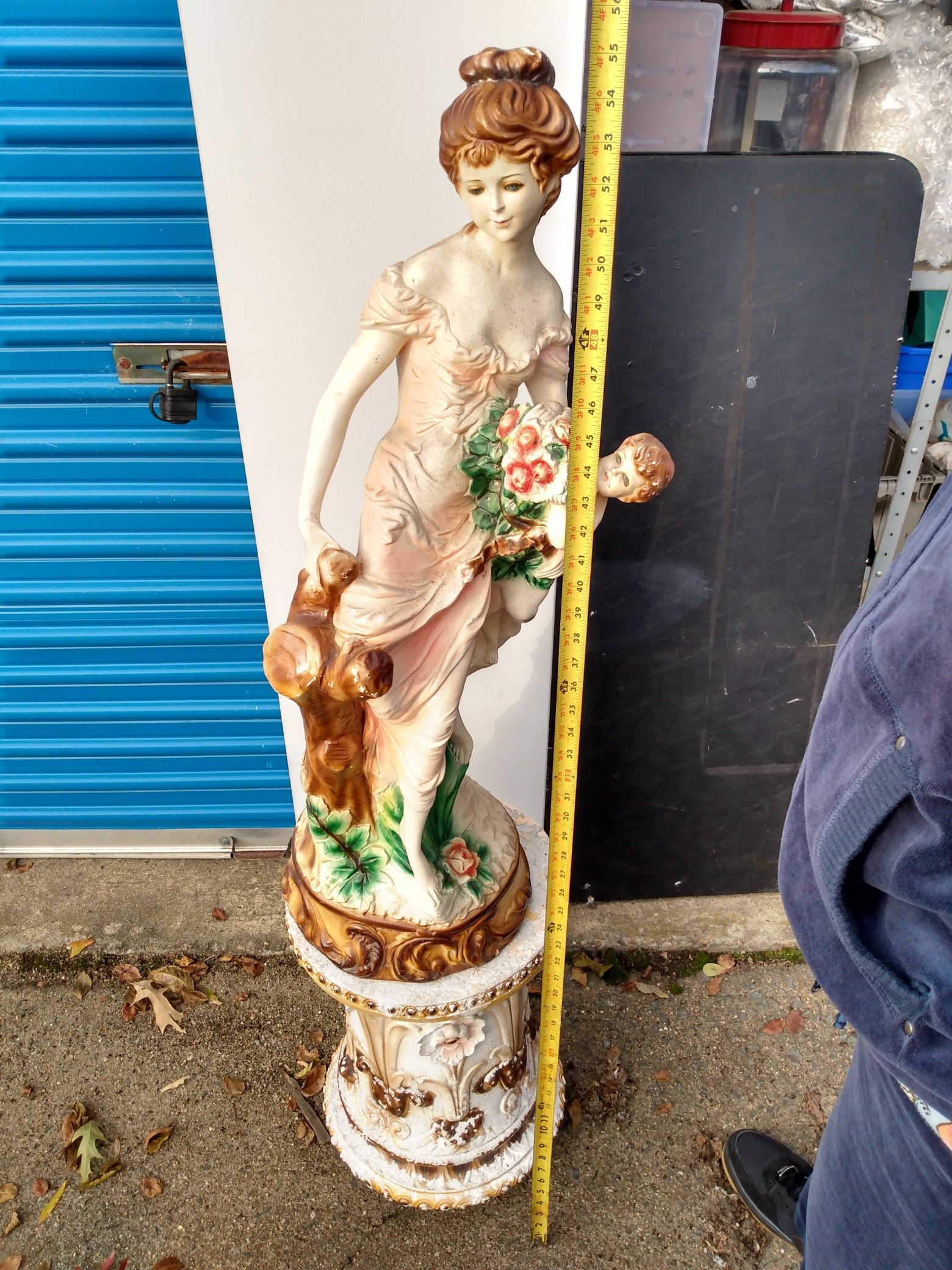 Majolica-56" Lady Statue on base