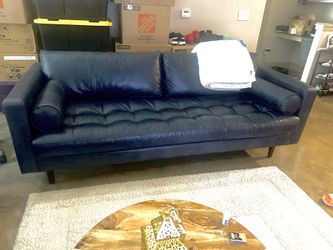 Poly & Bark leather Navy Sofa - need gone soon