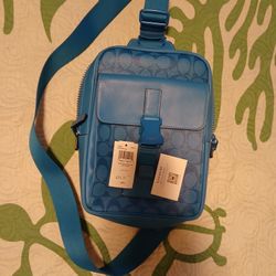 Coach Track Pack Sling Bag – Bright Blue – New With Tags