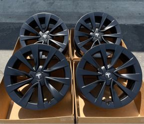 19” Tesla Model 3 OEM Wheels Satin Black POWDER COAT EXCHANGE