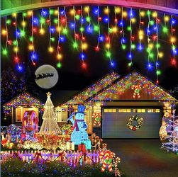 Christmas Lights Outdoor, 1280 LED 131FT Ice Lights for Outside, 8 Modes Plug in 240 Drops Ice String Light with Timer Memory Function