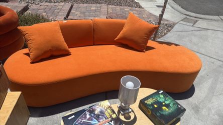 orange curved sofa  modern couch