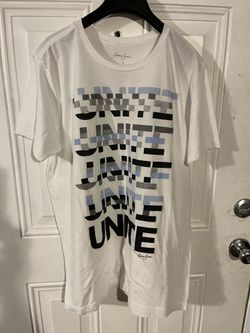 Mens white sean Jean T-shirt, Unite statement on front. Size Large.