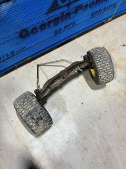 John Deere Lawnmower Front Axle with Tie Rods and Wheels & Tires