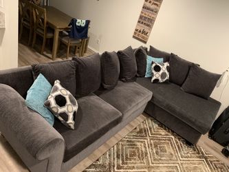 Large grey microfiber sectional (Made in USA)