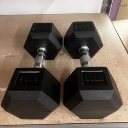 Rubber Encased Hex Dumbbells, 20 Lbs. Pair, New in Box