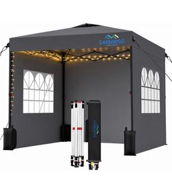 10X10 Pop Up Canopy Tent with 3 Sidewalls, Easy Up Canopy, Commercial Instant Shelter,Heavy Duty One Person Set Up Event Tent,Gray