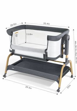 Dimglo Baby Bassinet Bedside Sleeper with Storage