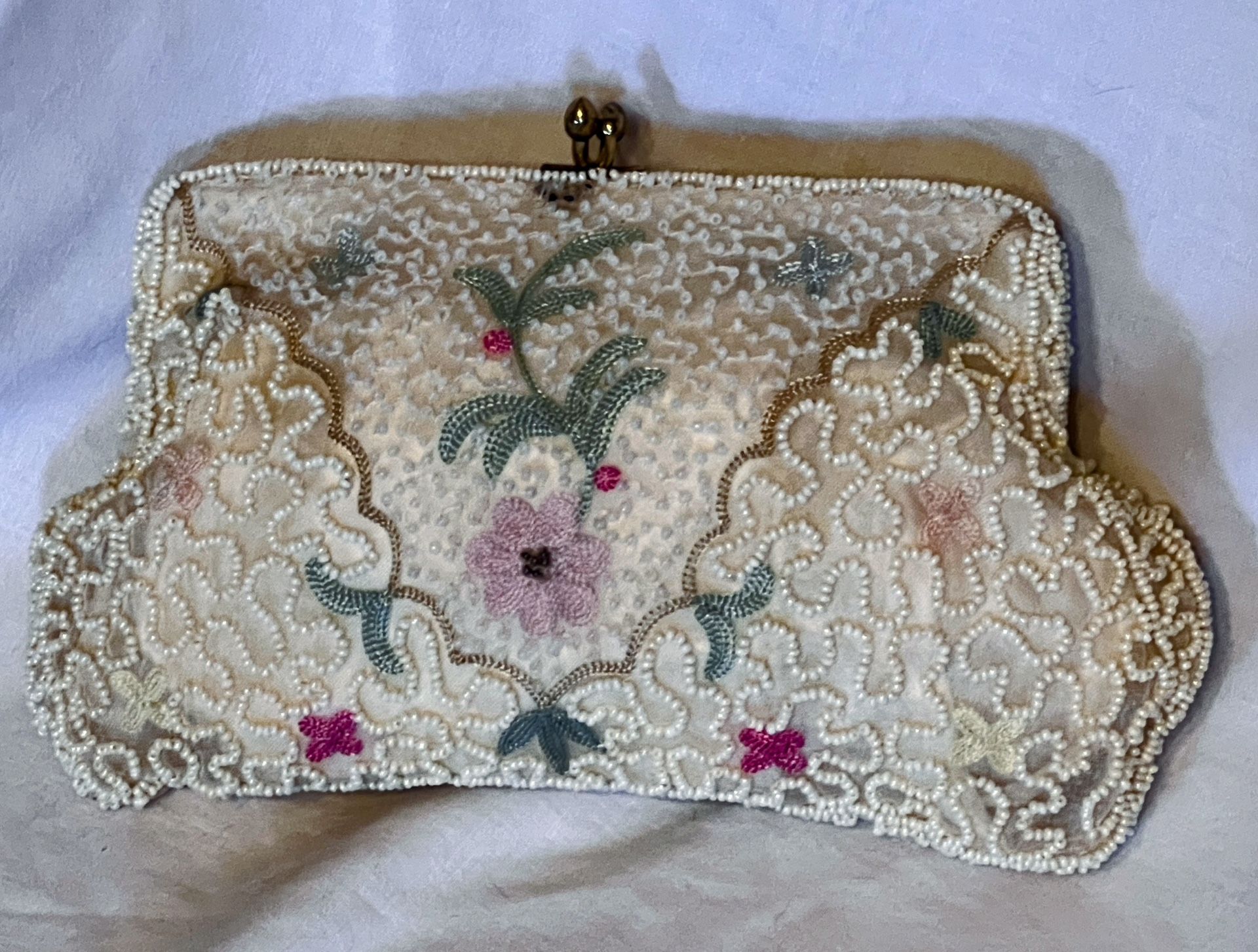 Vtg Beaded Silk Purse Made In Belgium For Bullock’s