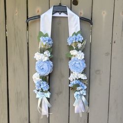 Blue Floral Graduation Sash/lei 