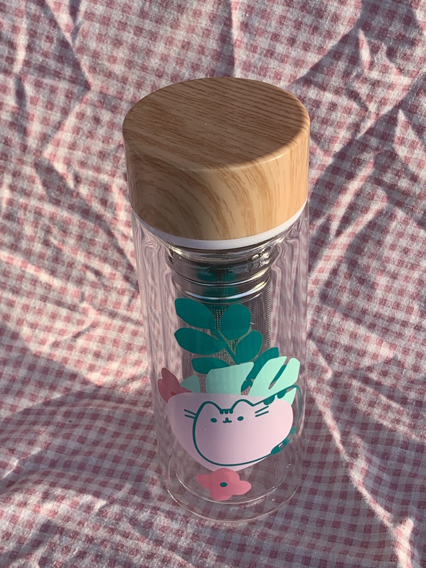 New Pusheen Glass Tea Infuser Glass Bottle with Box