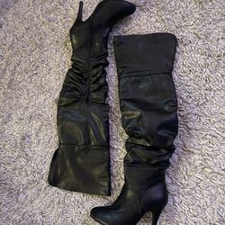 Leather Thigh High Boots 