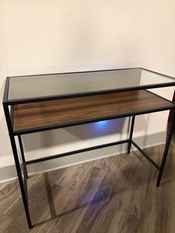 Modern 2-Tier Glass Top Compact Desk