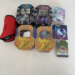 Empty Pokemon Tins, Pokémon mini binders, etc.