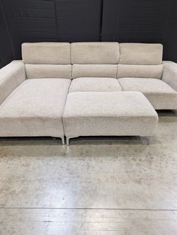 Modern Upholstered Sectional Sofa with Chaise and Ottoman