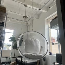 Modholic Hanging Bubble Chair With White Cushions
