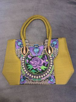Beautiful green multi-color floral purse