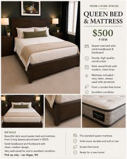Queen Bed Frame & Mattress