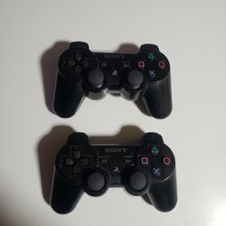 2x PS3 Dualshock Sixaxis Controller OEM Black