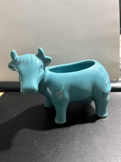 Light Blue Ox Ceramic Decor, Plant Container