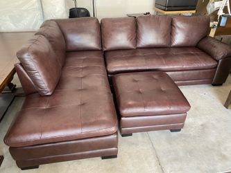 Abbyson Markham Top Grain Leather Sectional with Ottoman (Costco)