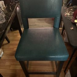 SET OF 3 LEATHER HIGH BACK BAR STOOLS
