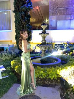 Sage Green Satin Formal Prom Gown