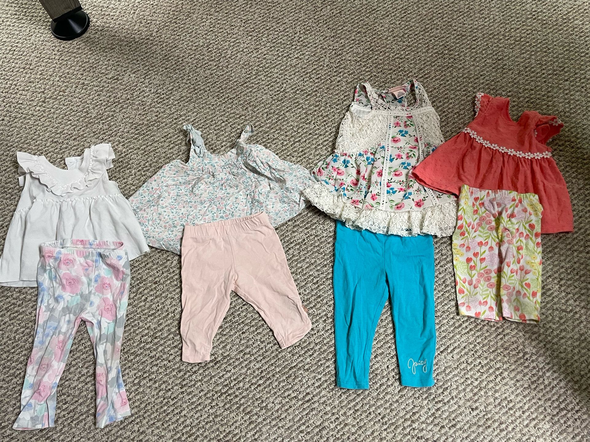 4 matching sets for 12 month baby girl/ brands: Juicy C., first impressions…