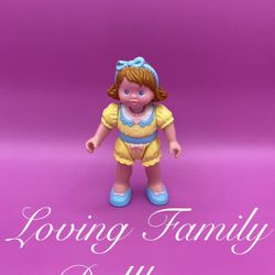 Vintage Fisher Price Loving Family Dream Dollhouse Yellow Birthday Party Girl Doll