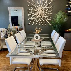 6 white modern dining chairs