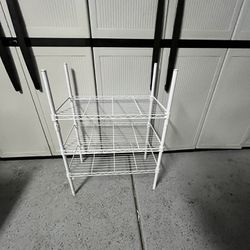 White adjustable three tier wire metal rack storage organizer shelf