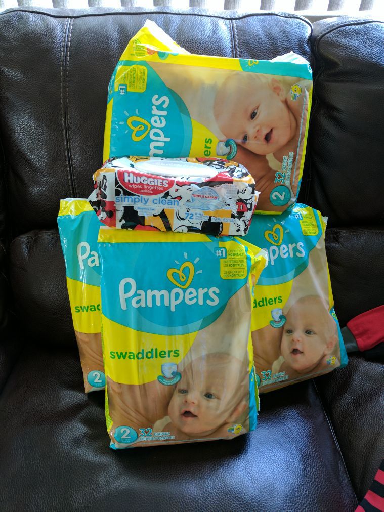 New Pampers swaddlers size 2 and wipes