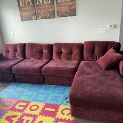 5 Piece Wine Sectional Couch 