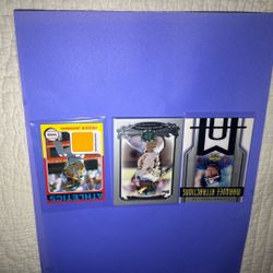 Three Relic Cards Chipper Jones, Ricky Henderson, Reggie Jackson