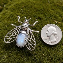 Lovely Moonstone Bee Brooch