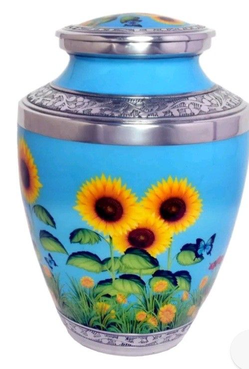 Sunflower Butterfly Cremation Urn for Adults, 200lb Capacity. New