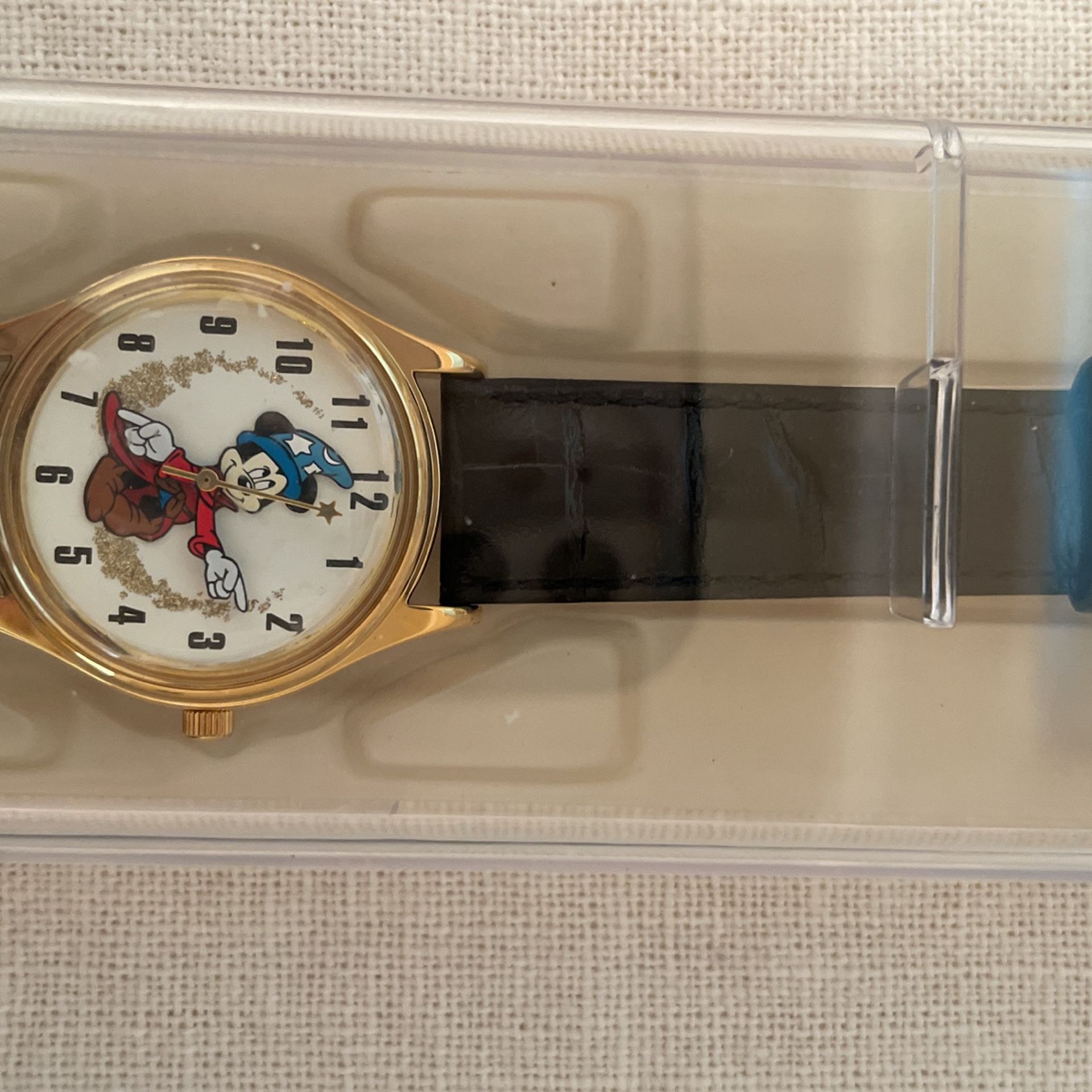 Disney Time Works Vintage Mickey Mouse Sorcerer Apprentice Watch Mint Condition Never Out Of Case Has Original Hanger Case In Back